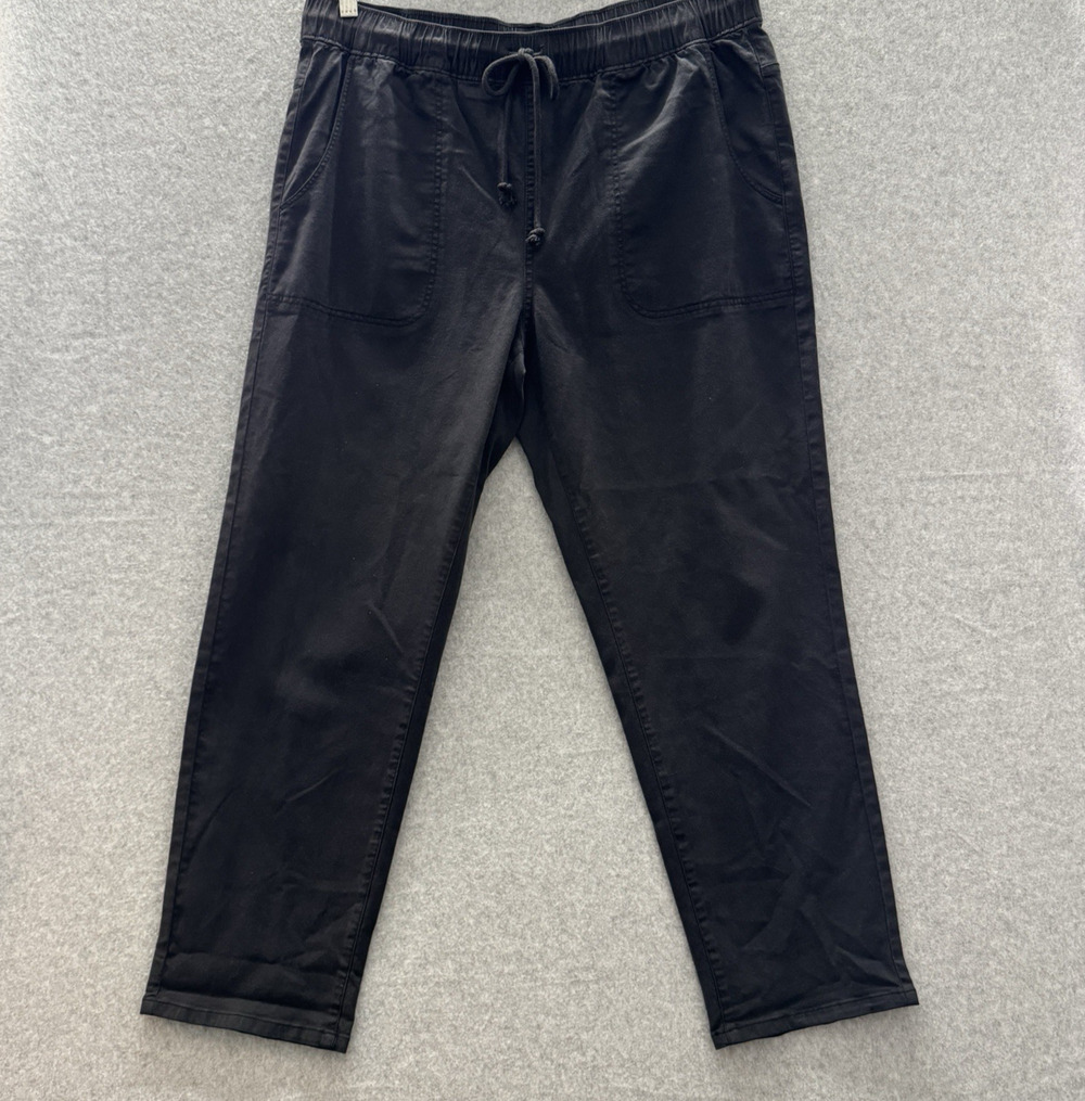 Carve Designs Organic Cotton Pull On Chino Pants Sz L Black Minimalist Stretch
